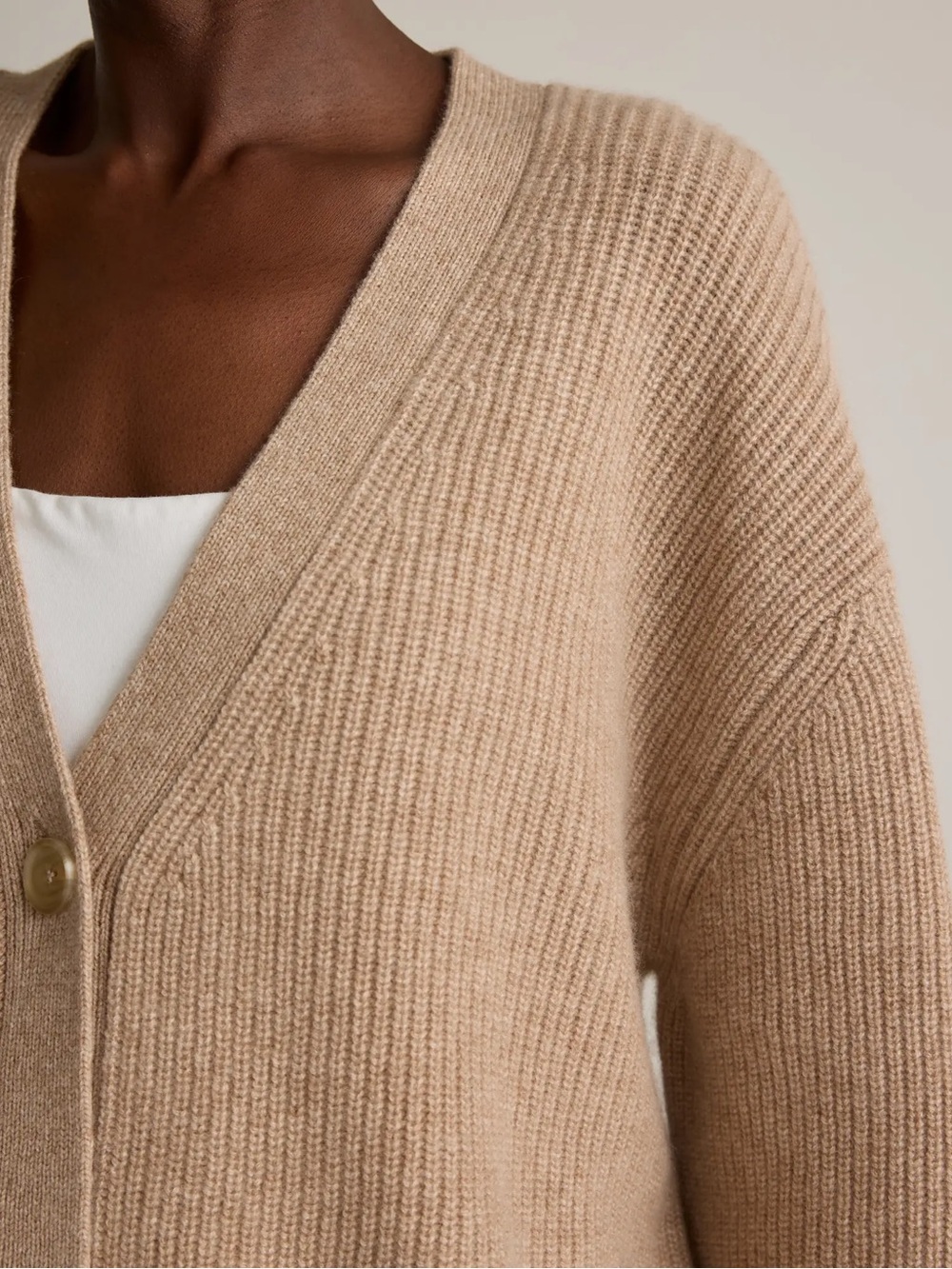 Quince Mongolian Cashmere Oversized Boyfriend Cardigan Sweater Oatmeal size L - Picture 3 of 16
